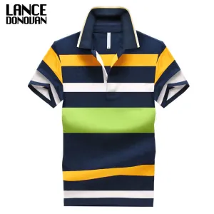 92% Cotton camisa Men Polo Shirt  2015 Casual Striped Slim short sleeves ASIAN SIZE M-4XL