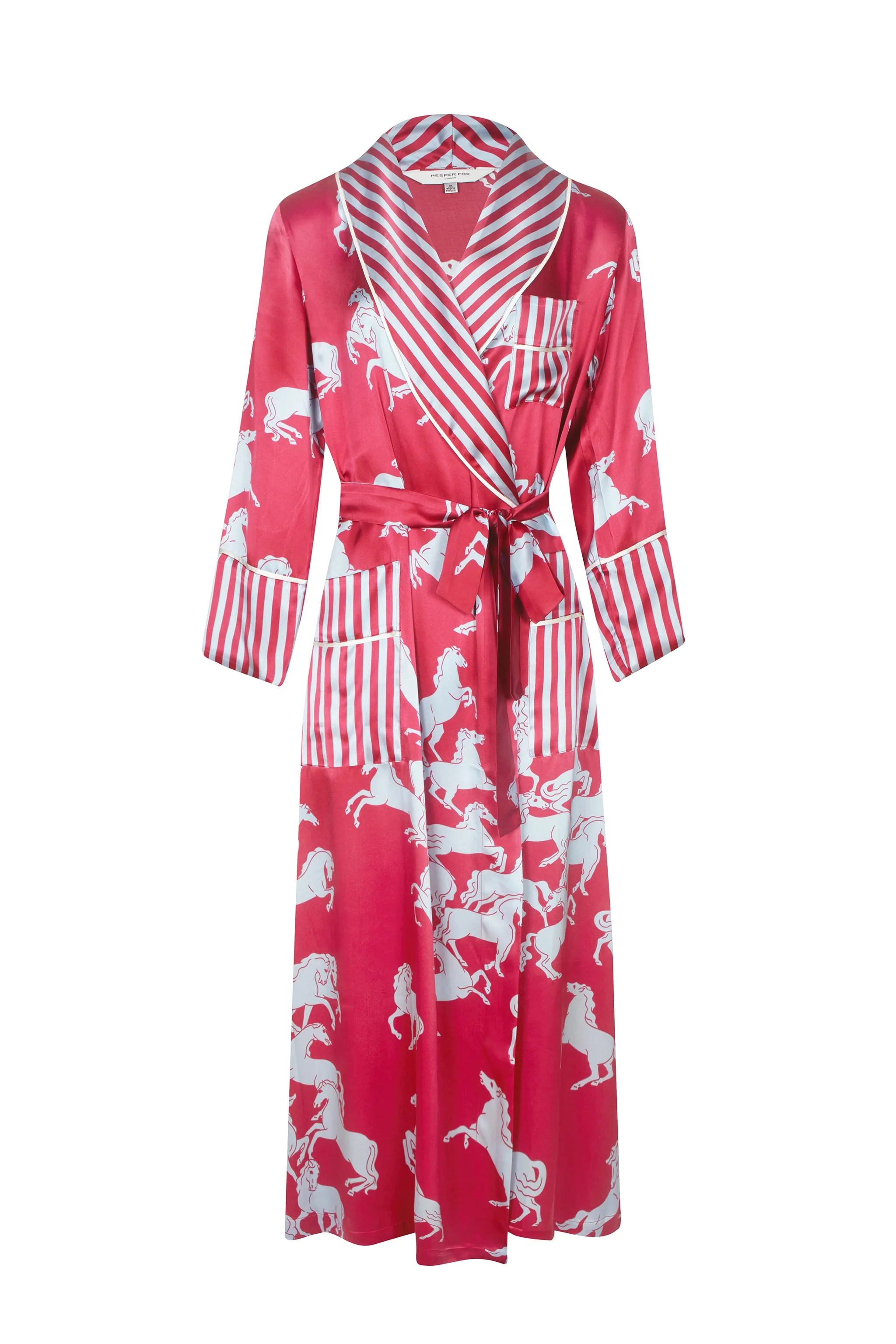 Ainsley Long Silk Robe - Camargue Red Horse Print