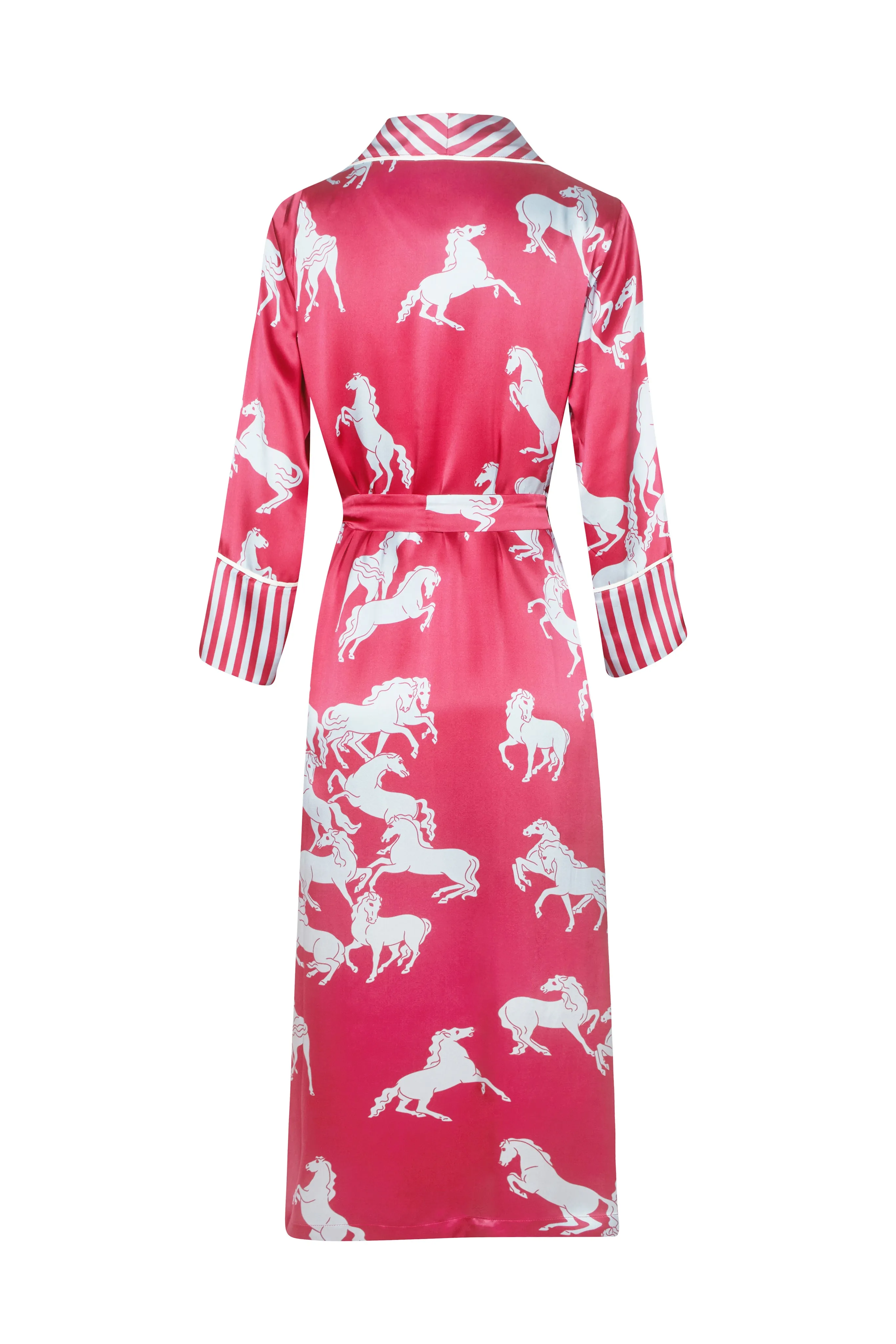 Ainsley Long Silk Robe - Camargue Red Horse Print