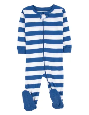 Baby Footed Blue Striped Pajamas