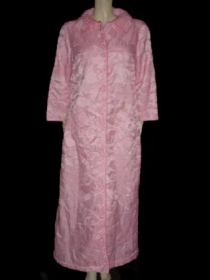 *BEAUTIFUL VINTAGE '60s / '70s NEUSTETERS QUILTED ROBE MADE HONG KONG IN PINK TRUFFLE