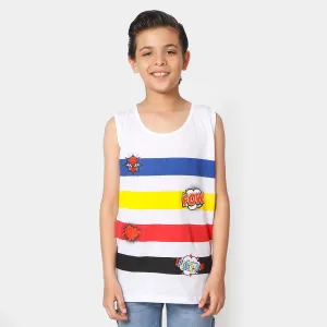 Boys Cotton Sando Action Hero | White