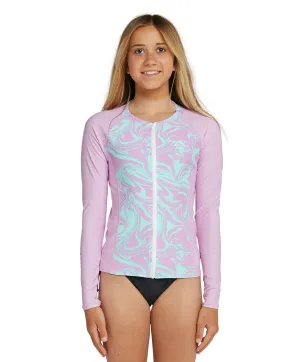 Girl's Bahia Long Sleeve Zip Through Rash Vest - Laid Back Twist