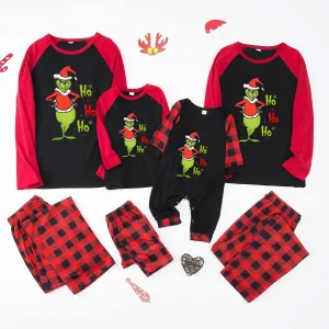 “HO HO HO” Christmas Grinch Red Plaid Pajama Set