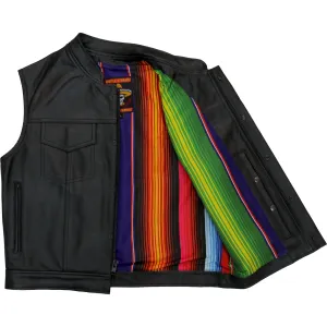 Hot Leathers VSM1057 Men’s Black 'Mexican Blanket' Conceal and Carry Leather Vest