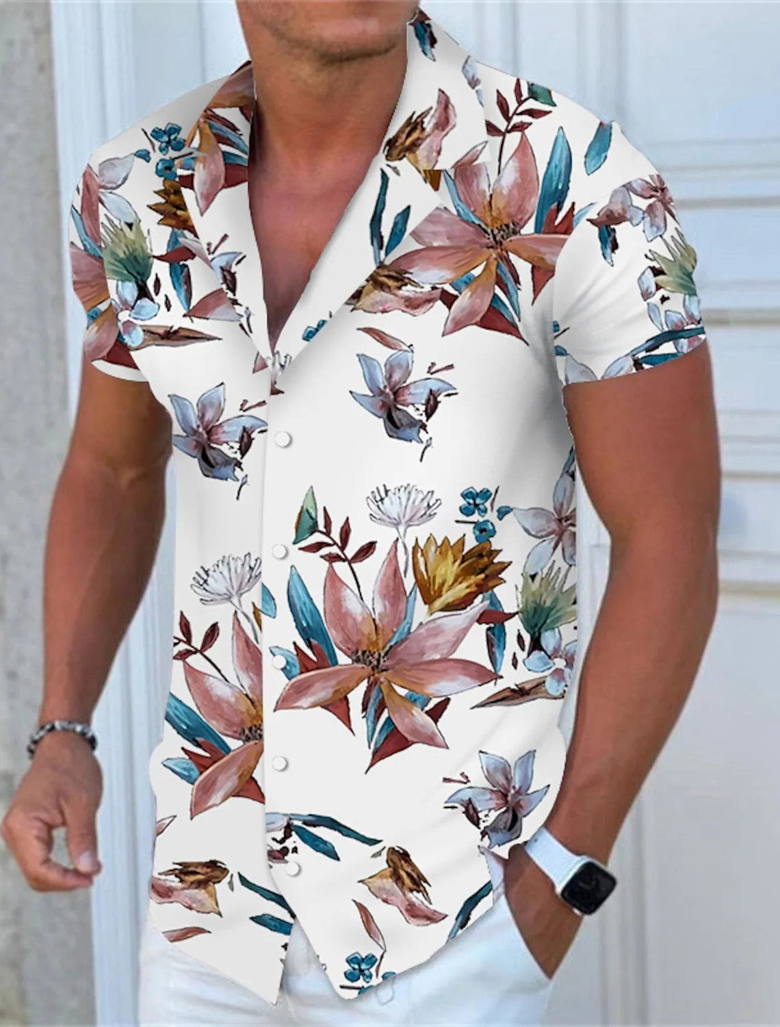 Men's Hawaiian Aloha Flowers Design Shirt