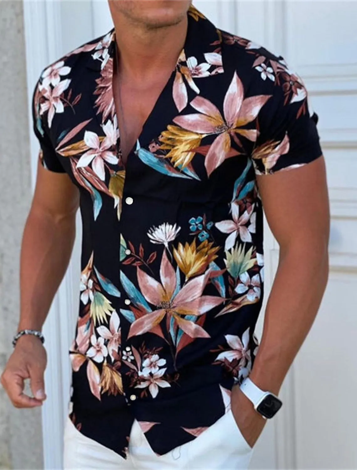 Men's Hawaiian Aloha Flowers Design Shirt