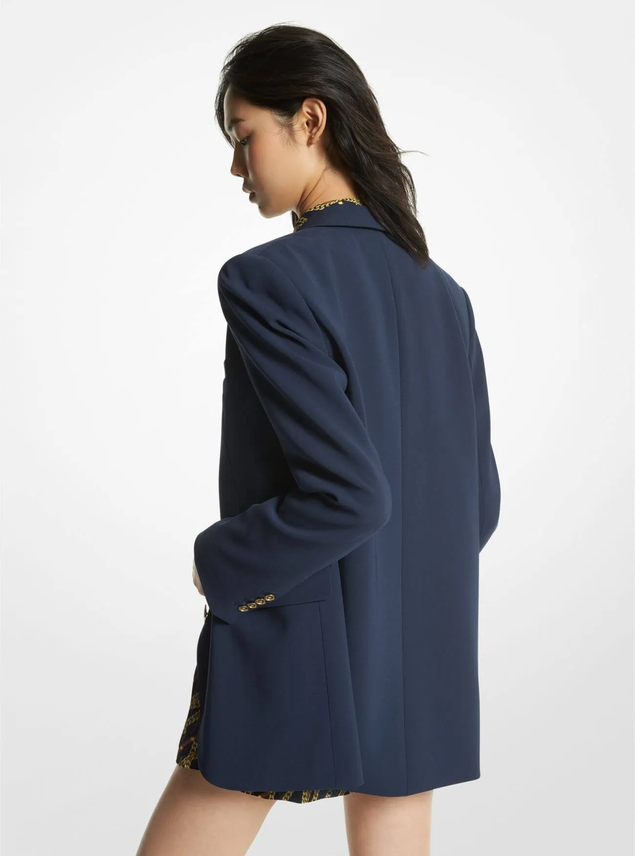 Michael Michael Kors Crepe Boyfriend Blazer, navy blue