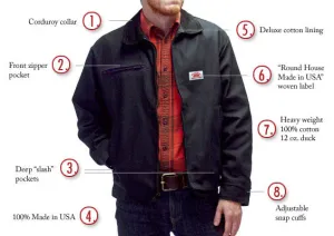 NO LONGER MADE #1816 American Made Jacket 12 oz. Black Duck 'Oklahoma' Front Zipper Pocket Jacket Made in USA