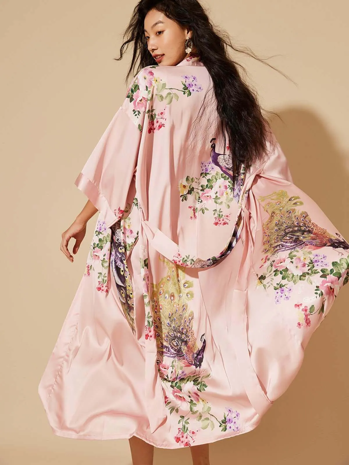 Peacock Pink Kimono Robe