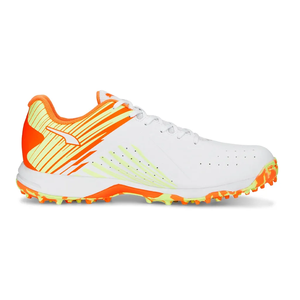 Puma Cricket Shoes, 22-FH-Rubber - White/Orange/Yellow