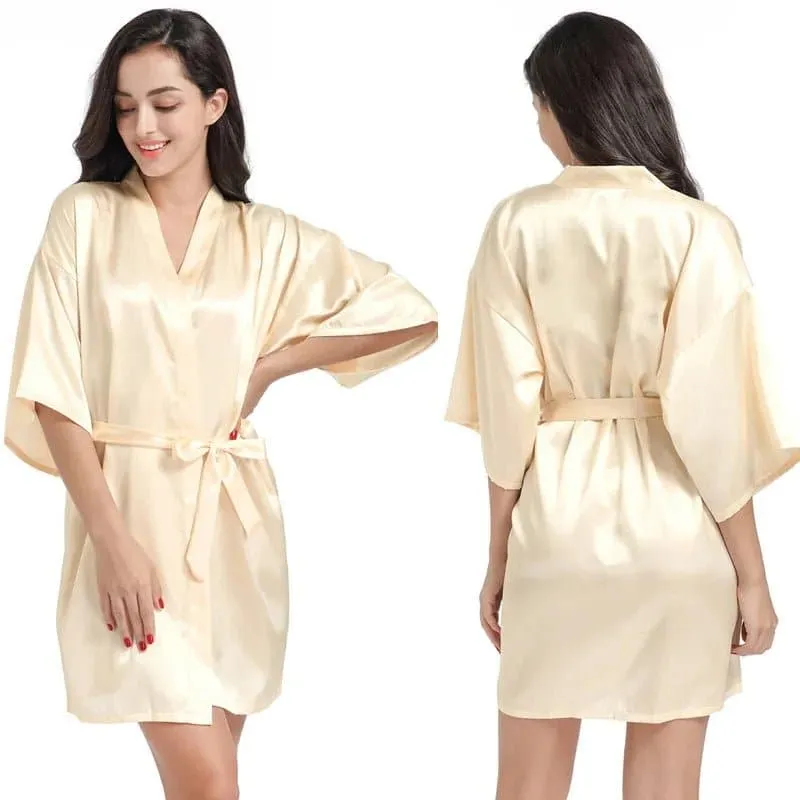 Short Silky Robes - Luxurious Polyester Robes for Women | Above Knee, Half Sleeves