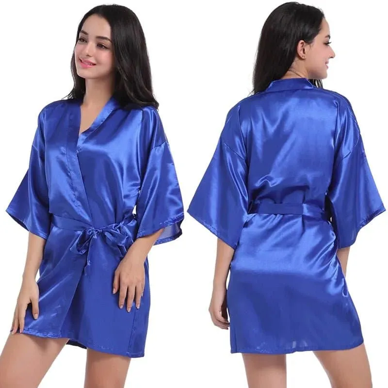 Short Silky Robes - Luxurious Polyester Robes for Women | Above Knee, Half Sleeves