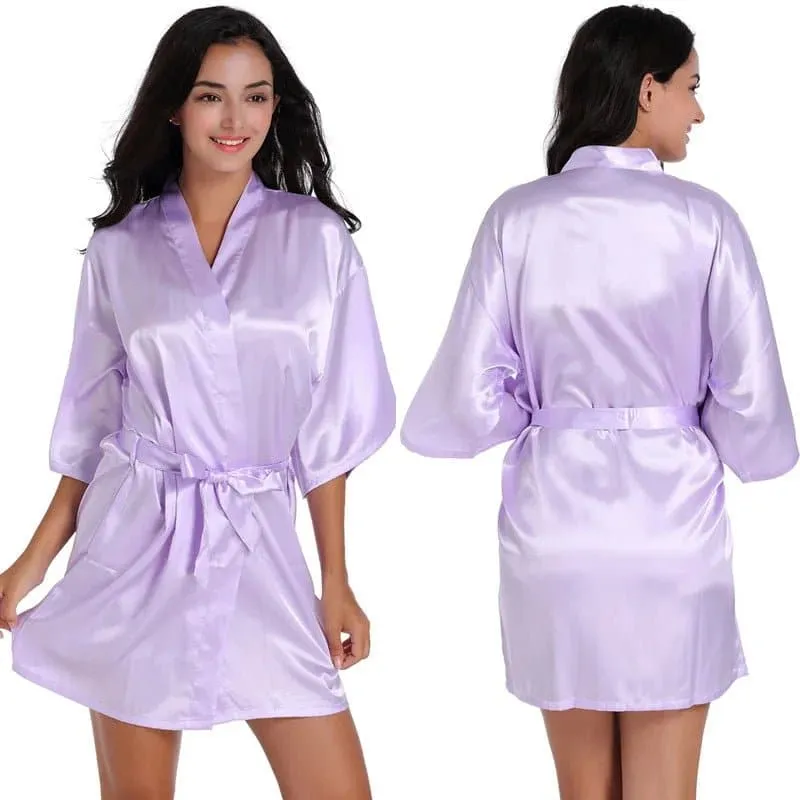 Short Silky Robes - Luxurious Polyester Robes for Women | Above Knee, Half Sleeves