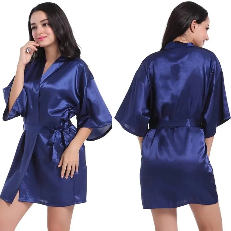 Short Silky Robes - Luxurious Polyester Robes for Women | Above Knee, Half Sleeves