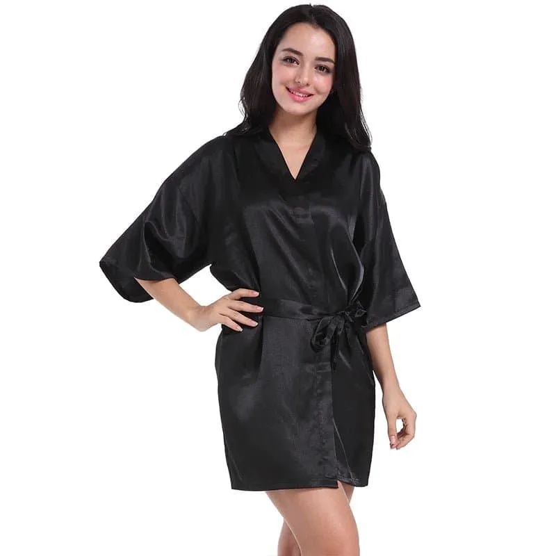 Short Silky Robes - Luxurious Polyester Robes for Women | Above Knee, Half Sleeves