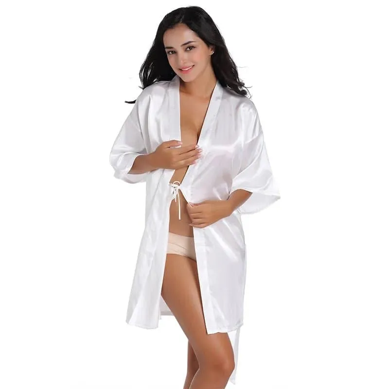 Short Silky Robes - Luxurious Polyester Robes for Women | Above Knee, Half Sleeves