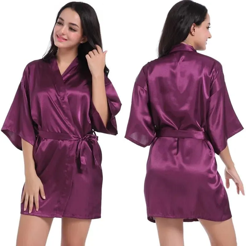 Short Silky Robes - Luxurious Polyester Robes for Women | Above Knee, Half Sleeves