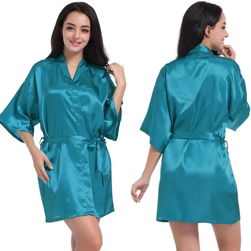 Short Silky Robes - Luxurious Polyester Robes for Women | Above Knee, Half Sleeves