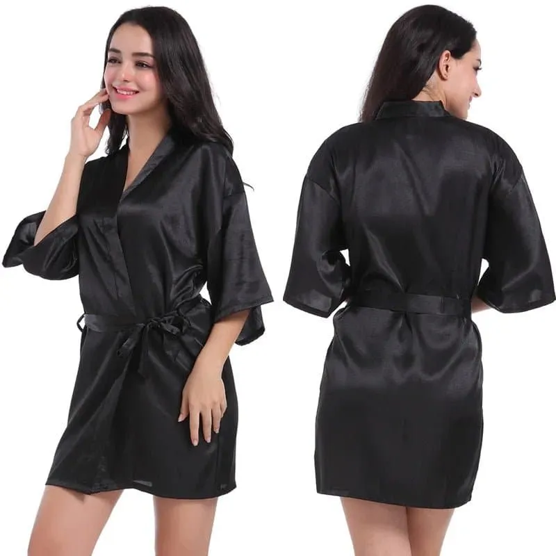 Short Silky Robes - Luxurious Polyester Robes for Women | Above Knee, Half Sleeves