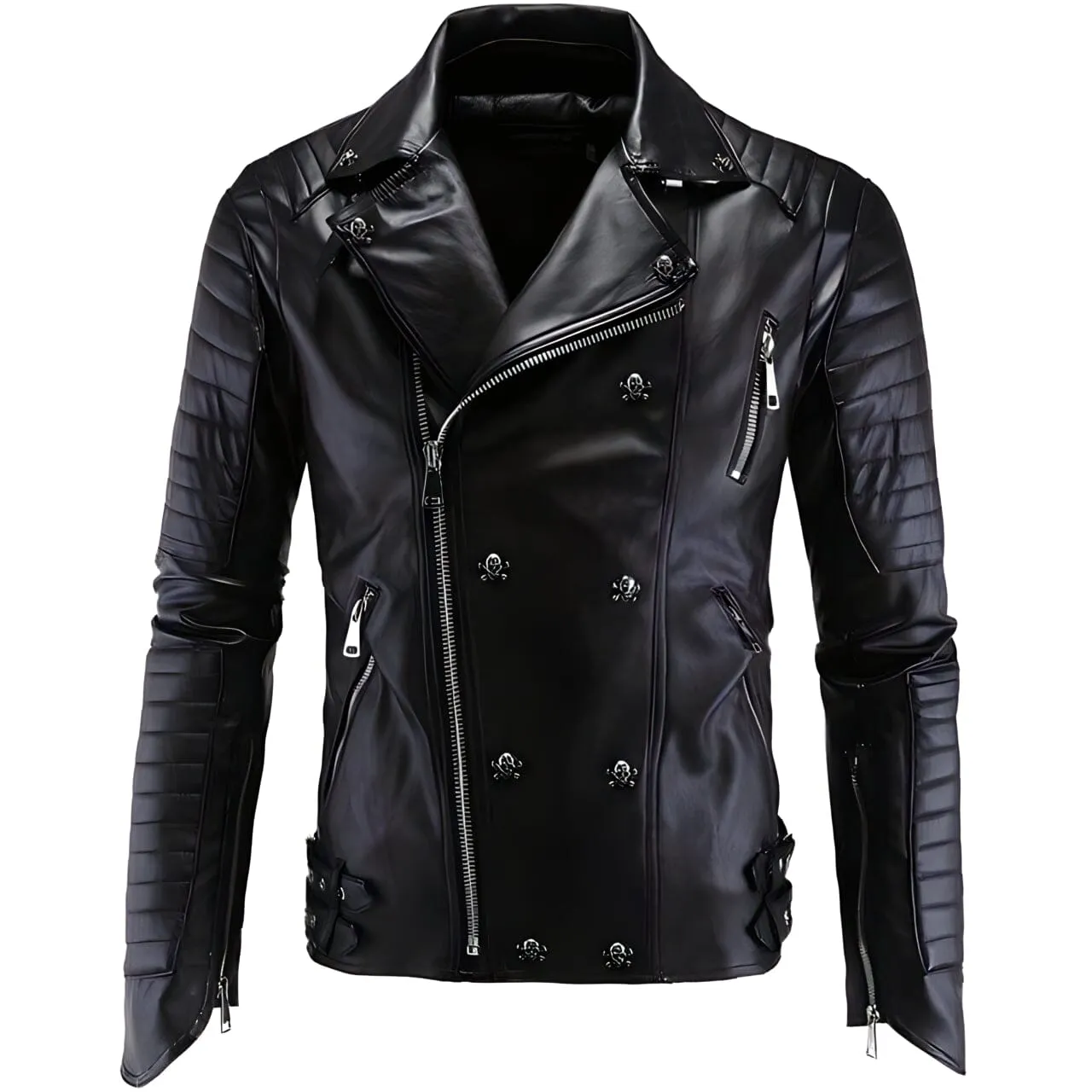 The Crossbone Faux Leather Biker Jacket