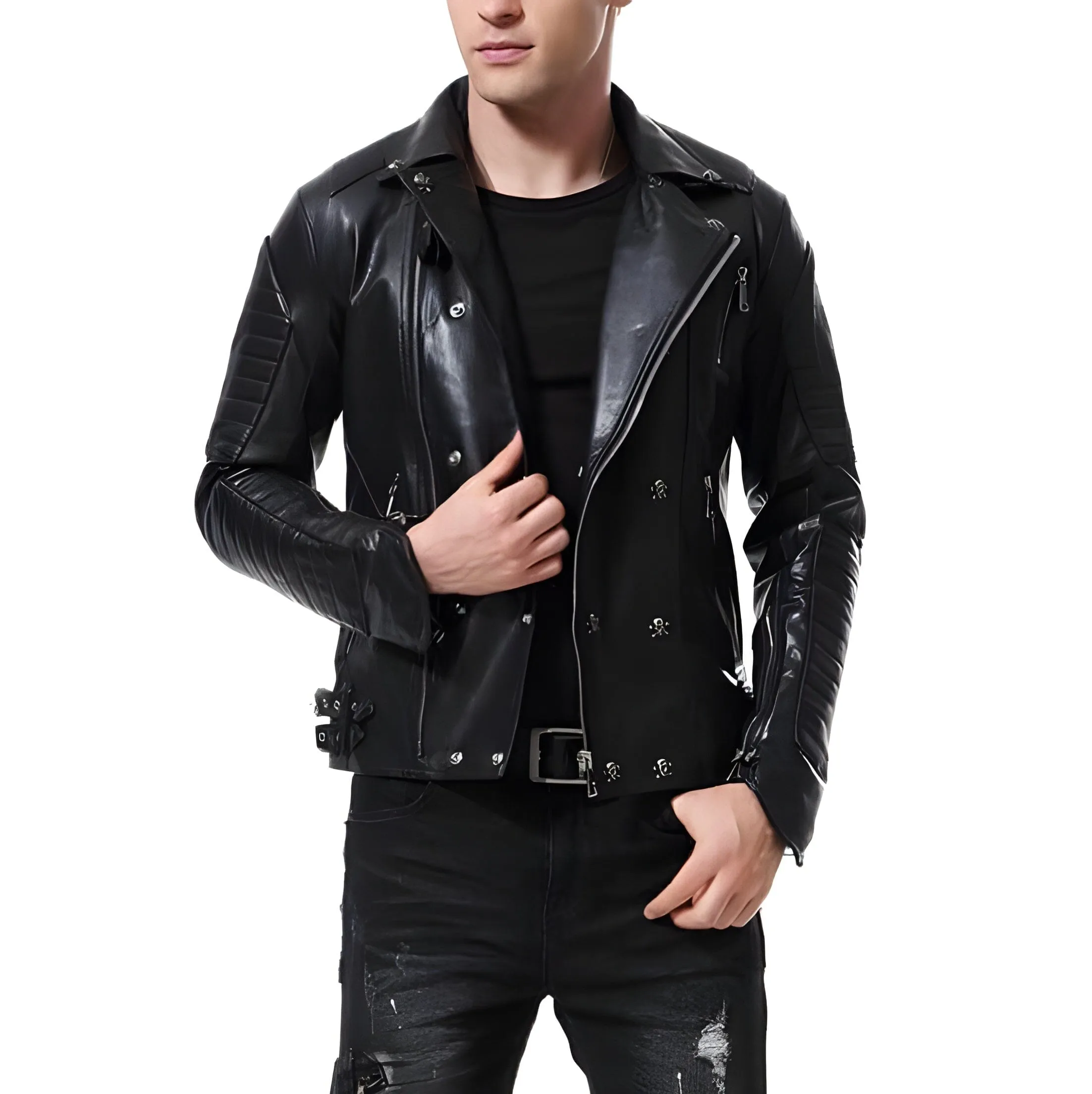 The Crossbone Faux Leather Biker Jacket