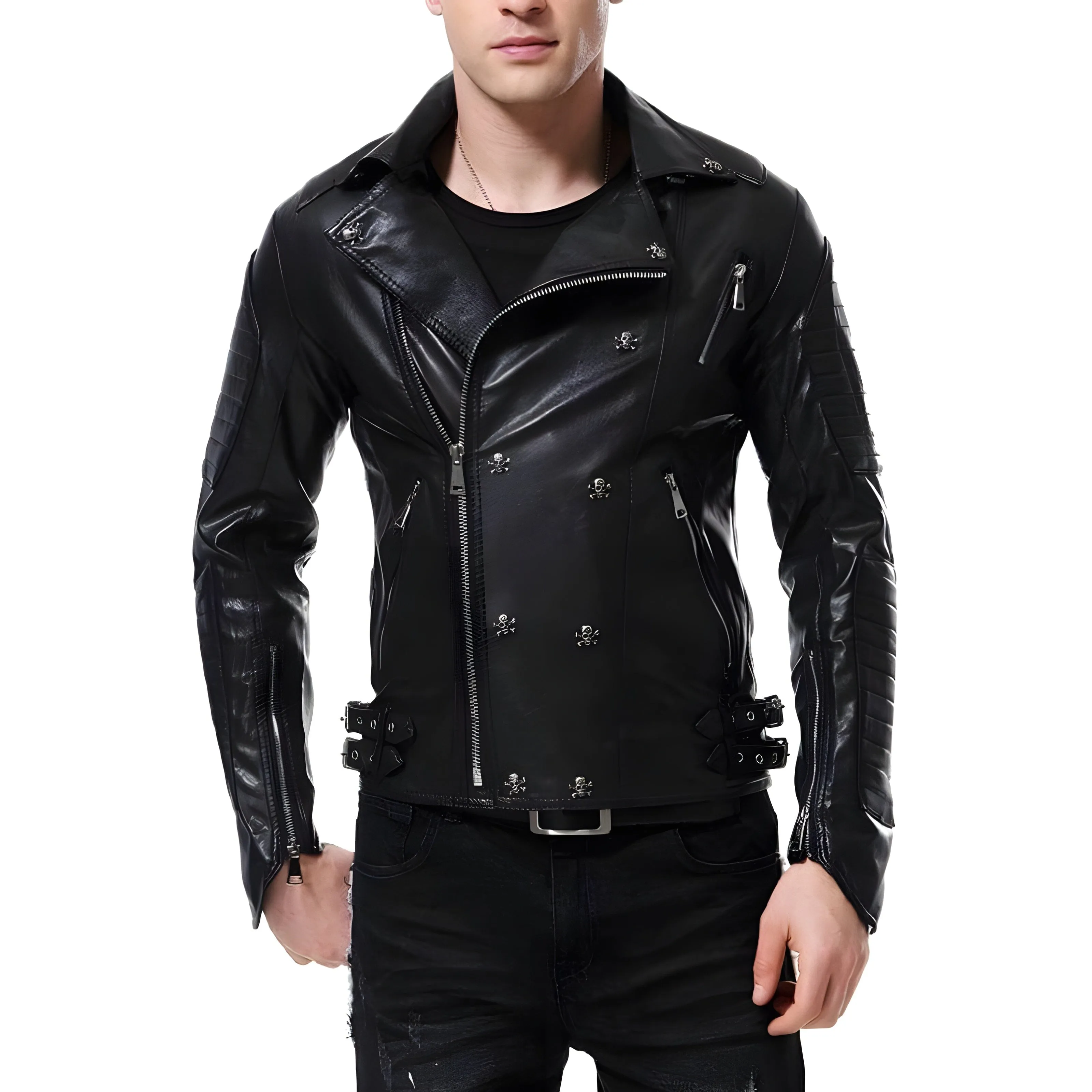 The Crossbone Faux Leather Biker Jacket