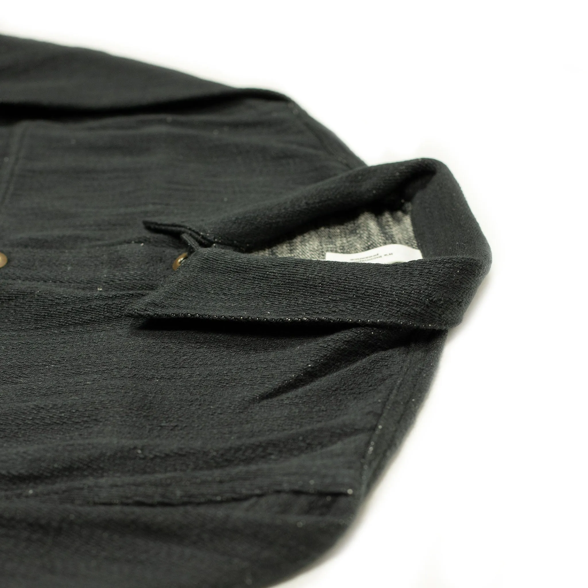 Type 2 trucker jacket in black slubby handwoven cotton denim