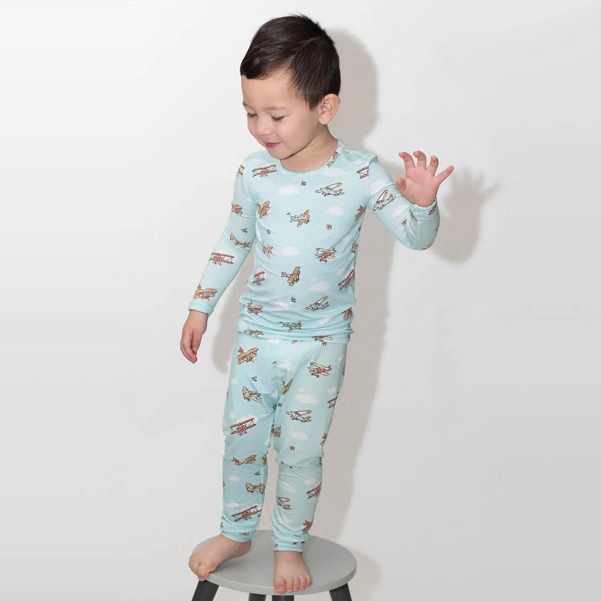 Vintage Airplanes Bamboo Kids Pajamas