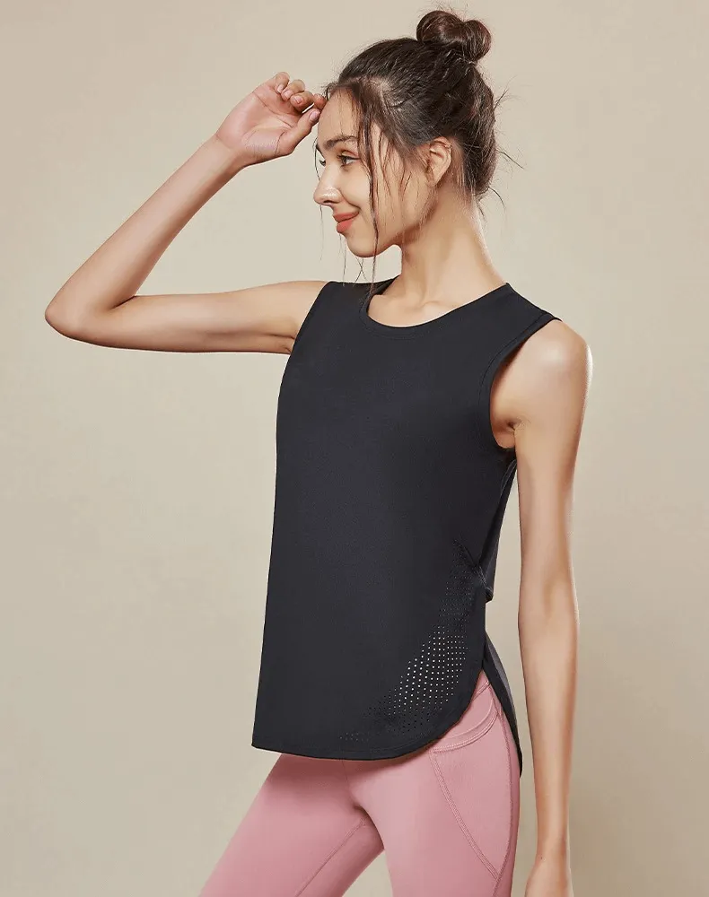 Women's Loose Mesh Breathable Sleeveless Yoga Tops - SF0139